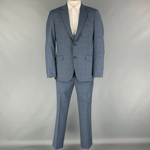 THEORY Size 42 Blue Grey Glenplaid Wool Notch Lapel Suit