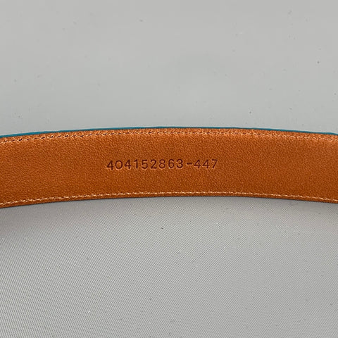 RALPH LAUREN Waist Size M Turquoise Alligator Double Ring Belt