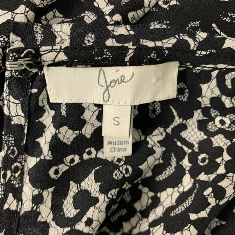 JOIE Size S Black White Silk Blouse