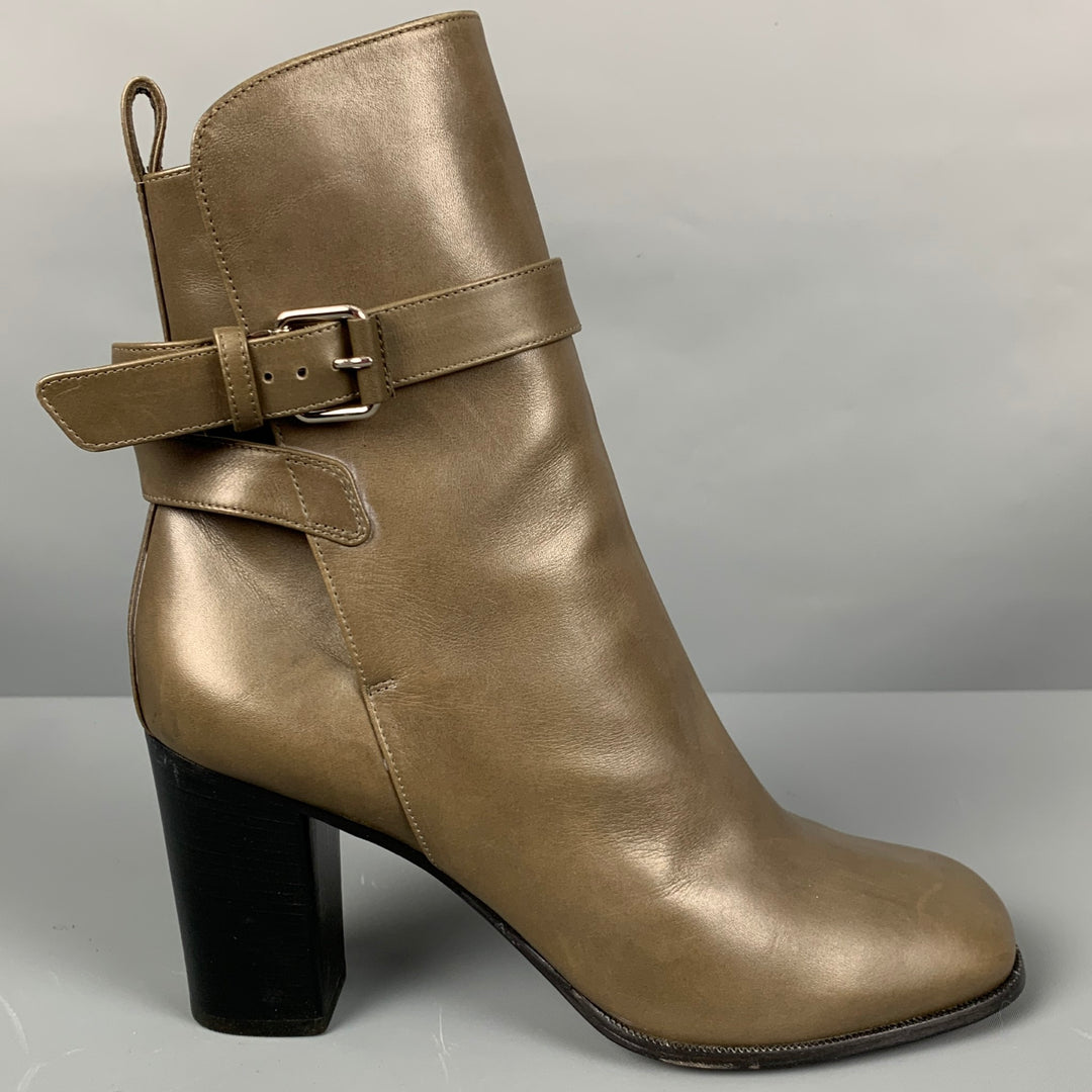 CELINE Size 10 Grey Ankle Strap Boots