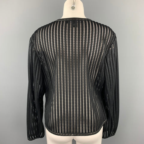 RALPH LAUREN Black Label Taille 4 Veste en cuir polyester maille noire