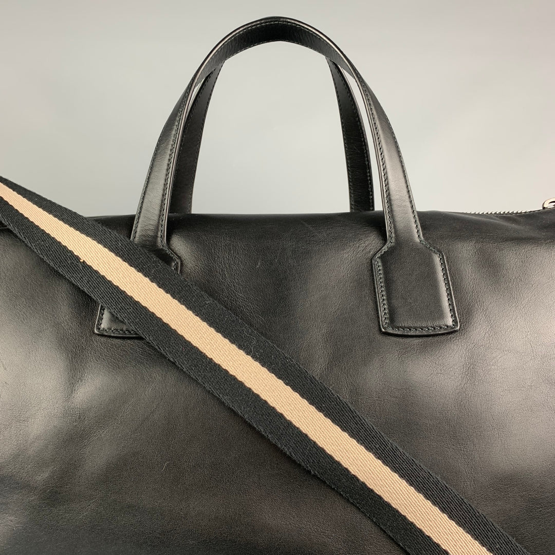 BALLY Black Leather Rectangle Duffle Bag