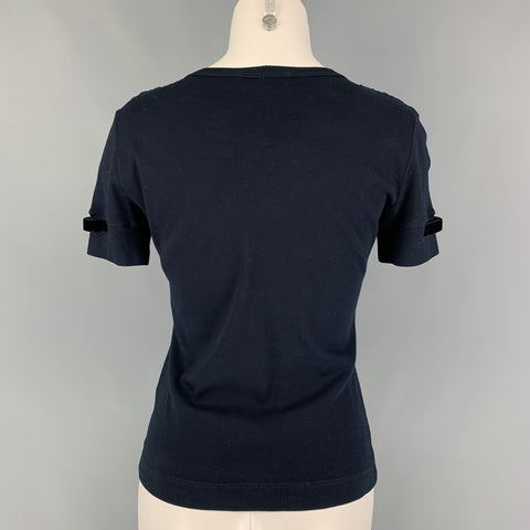 DOLCE & GABBANA Size 4 Navy Cotton Blend Short Sleeve Casual Top