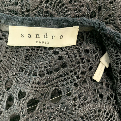 SANDRO Size S Black Lace Cropped  Top