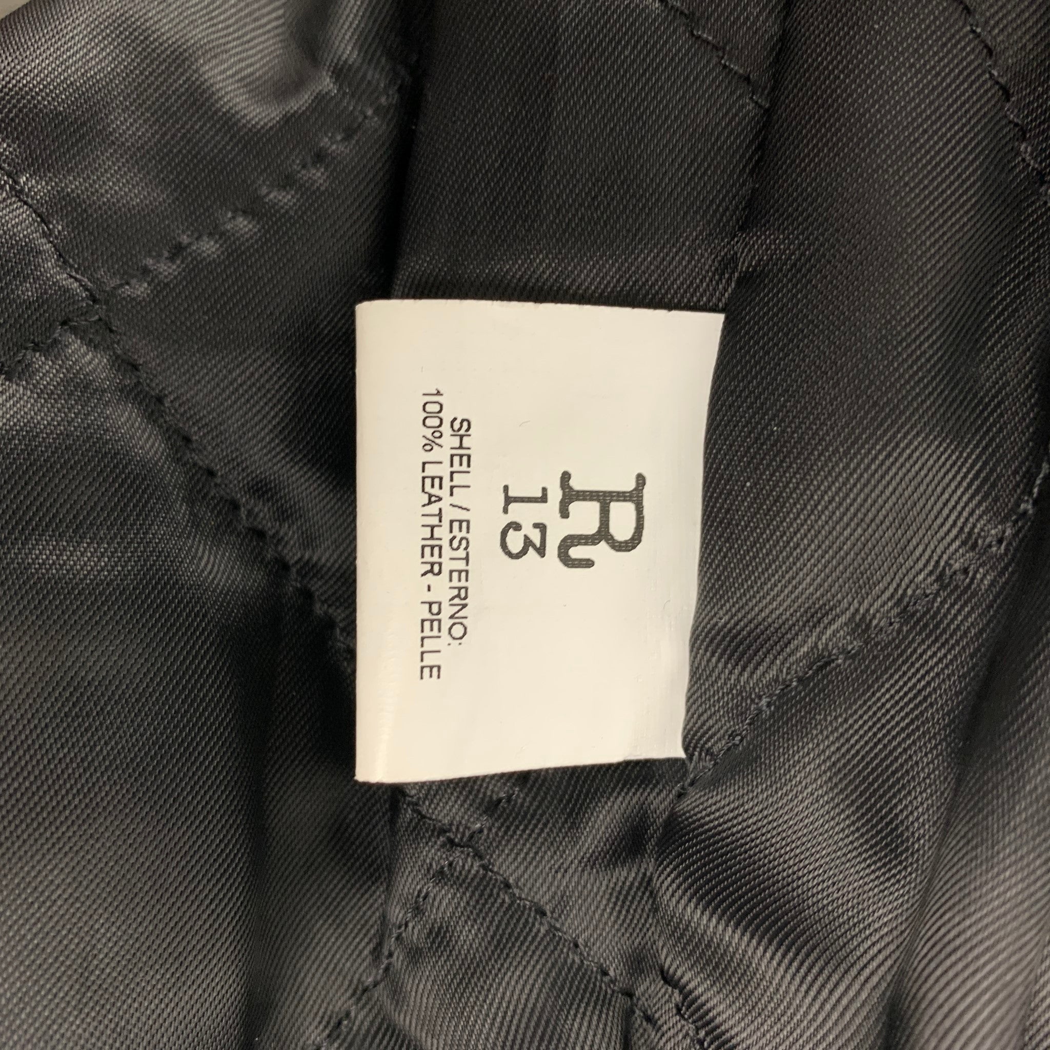 R13 Size M Black Distressed Studded Leather Zip Up Shut The