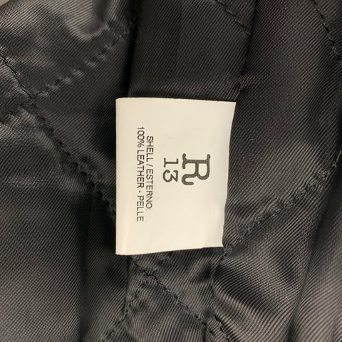 R13 Size M Black Distressed Studded Leather Zip Up Shut The Fuck Up Jacket