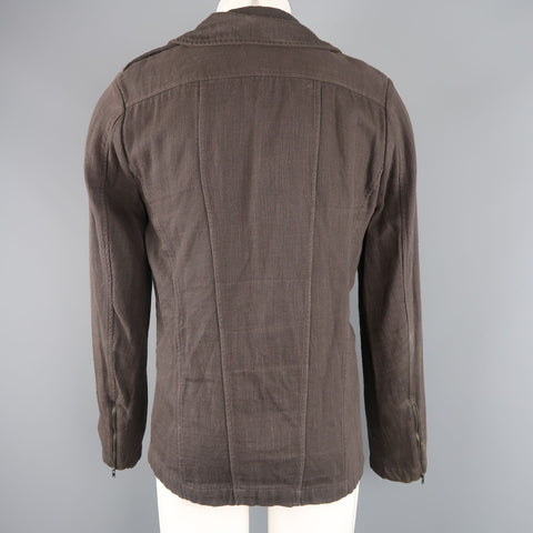 NICE COLLECTIVE M Brown Cotton Motorcycle Style Jacket