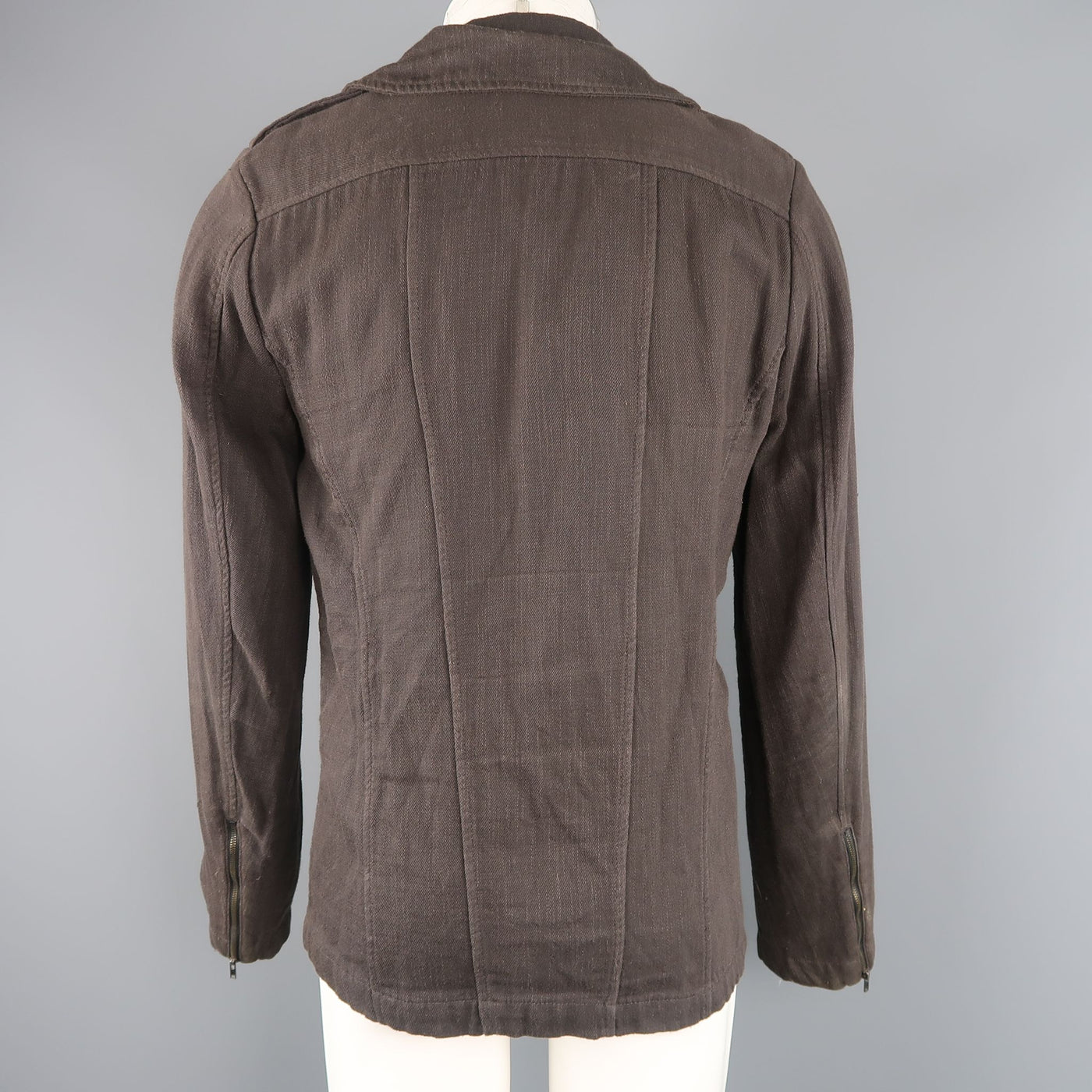 NICE COLLECTIVE M Brown Cotton Motorcycle Style Jacket