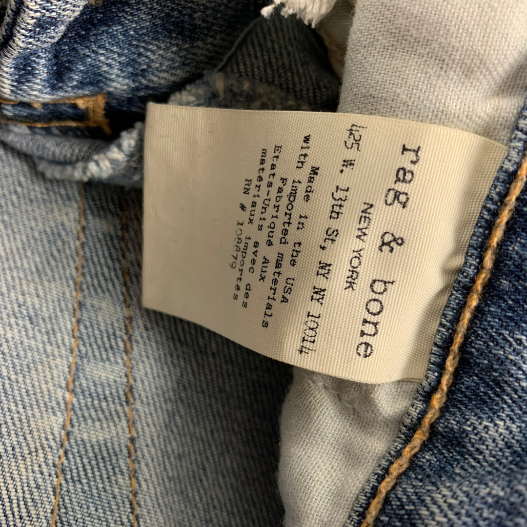 RAG & BONE Size 29 Blue Denim Distressed Zip Fly Jeans