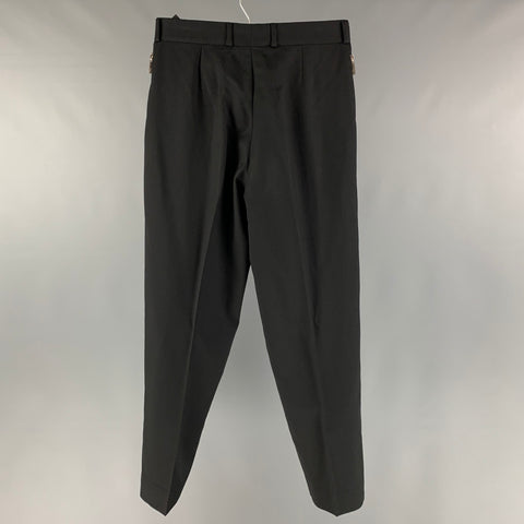 CLAUDE MONTANA Size 32 Black Solid Wool Zip Fly Dress Pants