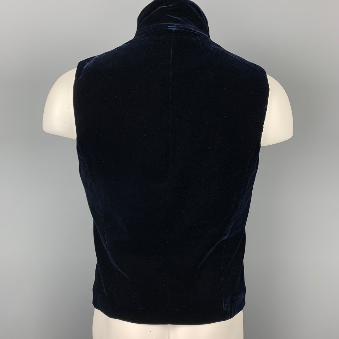 GIORGIO ARMANI Size 38 Dark Blue Velvet Viscose Blend Waistcoat Vest