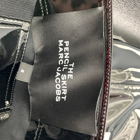 MARC JACOBS Size 2 Black Polyester Faux Patent Leather Pencil Skirt