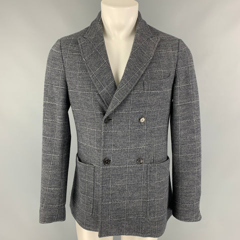 PORTS 1961 Chaqueta cruzada de mezcla de lana con paneles de ventana gris y crema talla S
