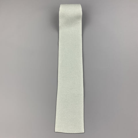 HERMES Pastel Green Woven Silk Tie