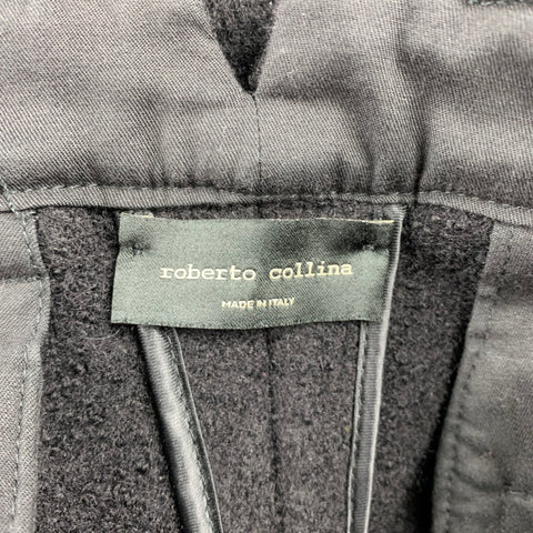 ROBERTO COLLINA Size 30 Black Textured Lana Wool Button Fly Casual Pants