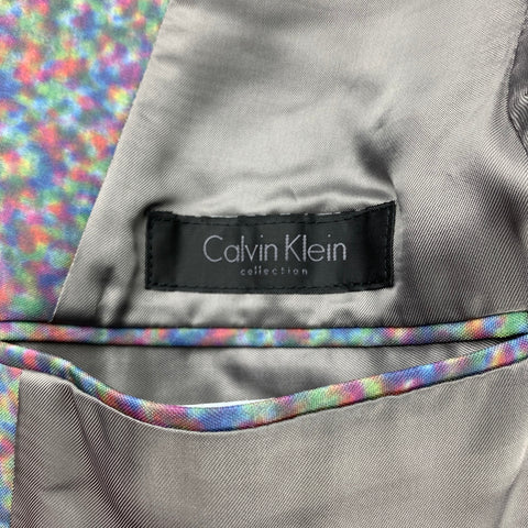 CALVIN KLEIN COLLECTION Size 38 Multi-Color Spotted Polyester Notch Lapel Suit