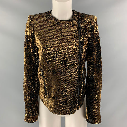 RACHEL ZOE Size XS Copper Polyester &  Spandex Sequined Jacket (Outdoor)