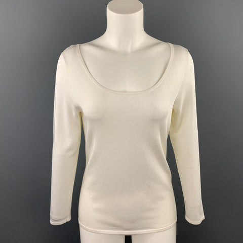 RALPH LAUREN Black Label Taille M Haut décontracté en mélange de viscose blanc cassé