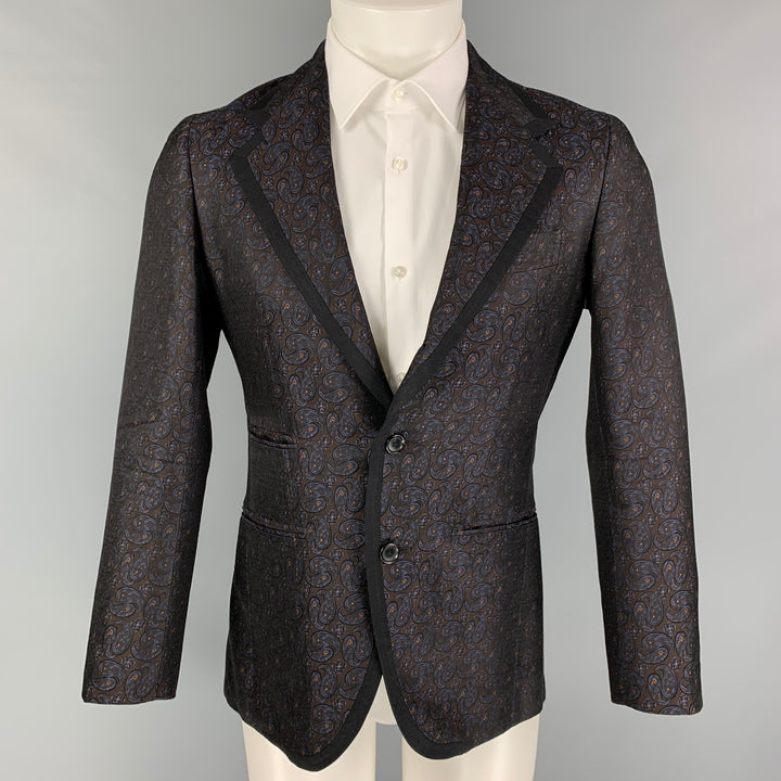 CAMOSHITA pour UNITED ARROWS Taille 42 Marron Marine Or Paisley Jacquard Sport Coat