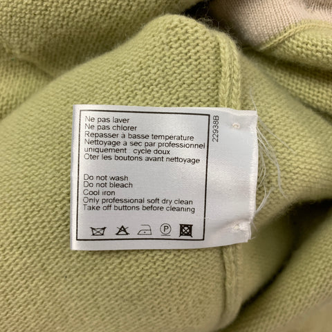 CHANEL Talla 10 Cárdigan con cuello en V de cachemira color crema Chartreuse