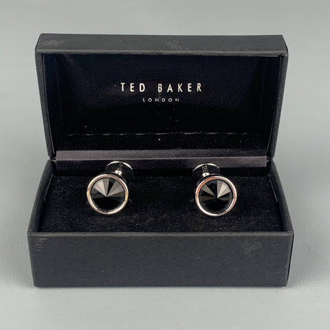 TED BAKER Black Silver Tone Cuff Links