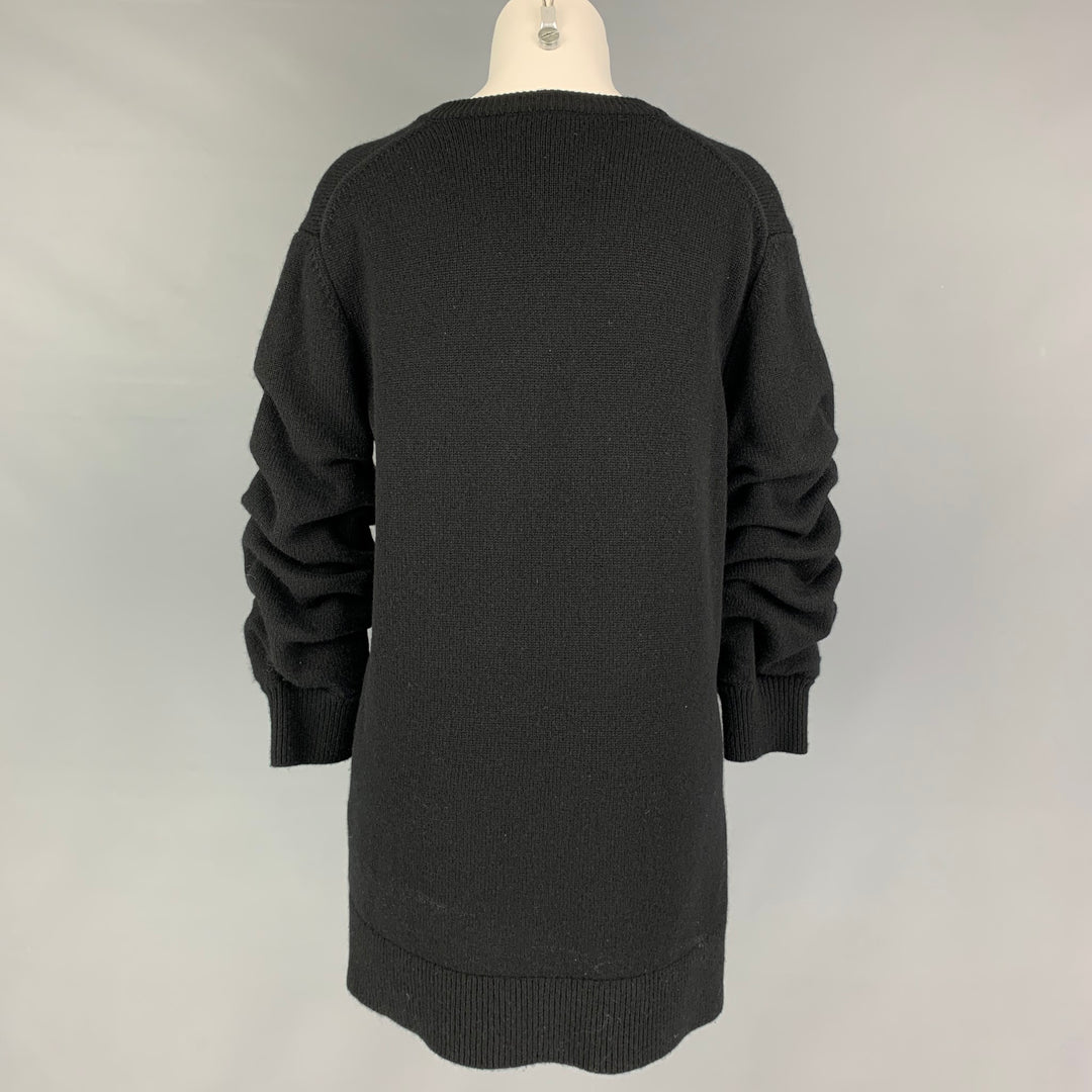 MICHAEL KORS COLLECTION Size M Black Cashmere Ruched V-Neck Sweater