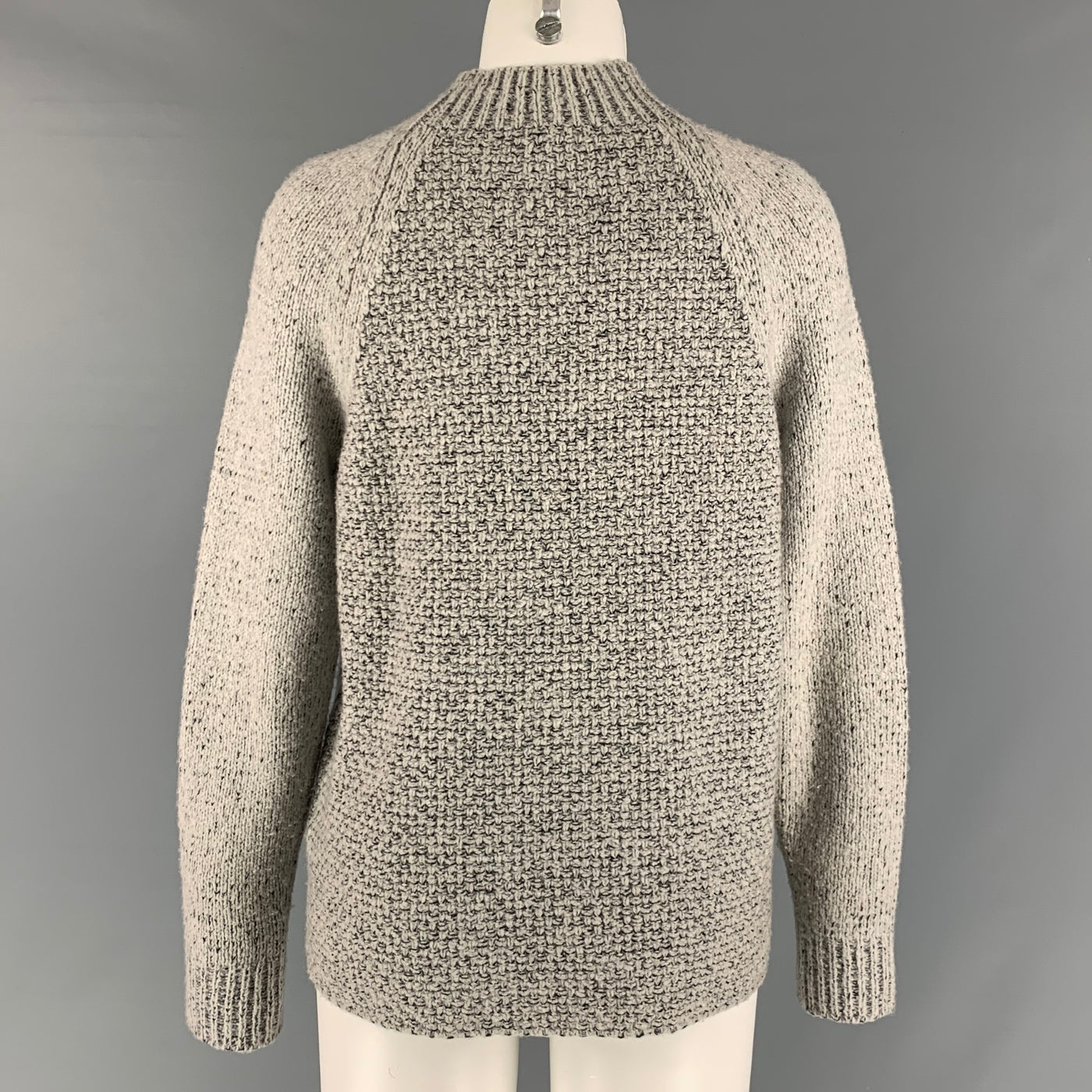 VINCE Size S Black Off White Wool Blend Textured Crew-Neck Sweater