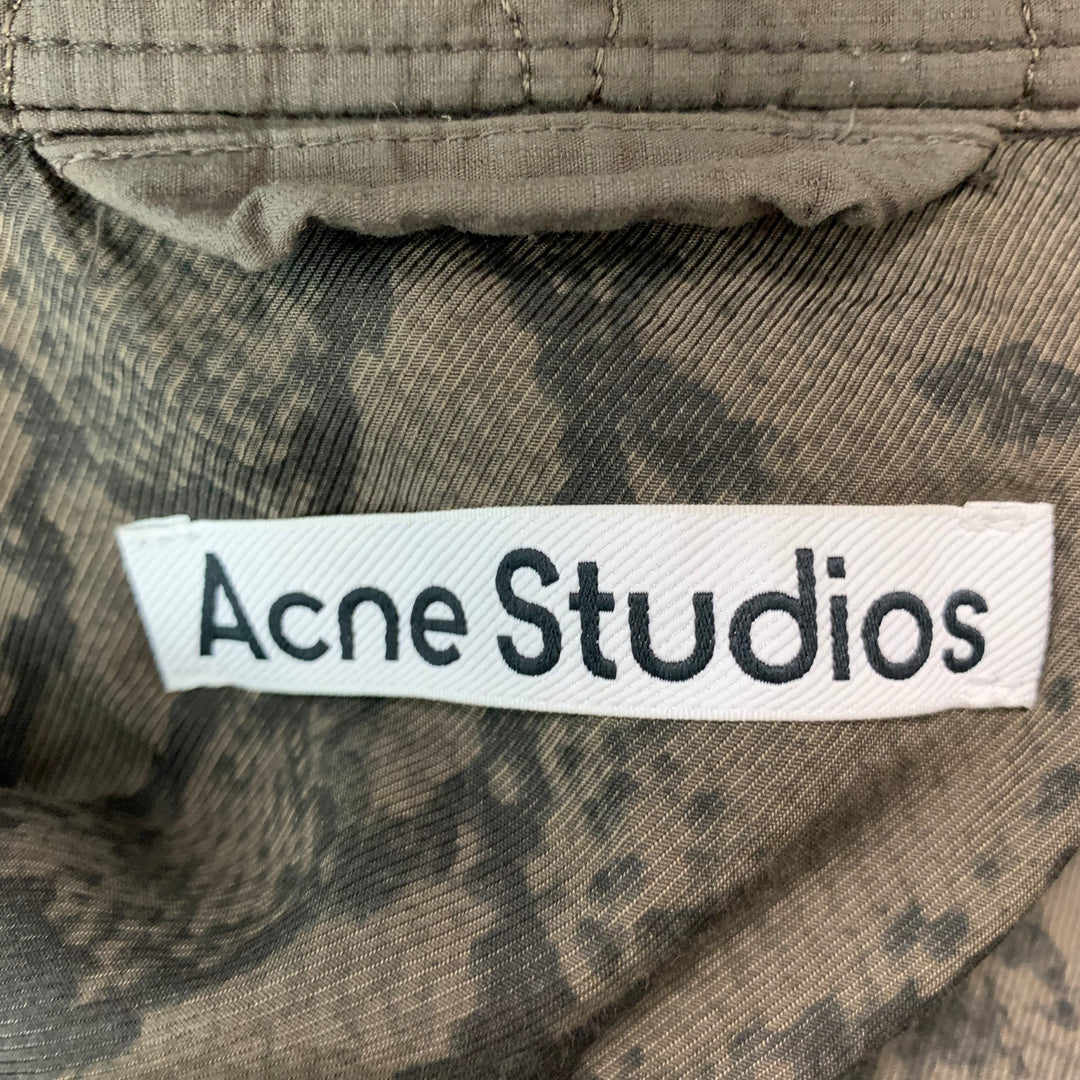 ACNE STUDIOS Size 46 Green Olive Quilted Cotton Snaps Coat