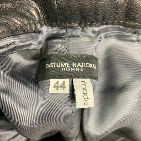 CoSTUME NATIONAL Size 28 Black Leather Button Fly Dress Pants