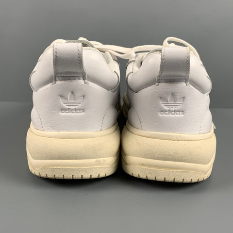 ADIDAS Size 10 White Leather Chunky Heel Sneakers