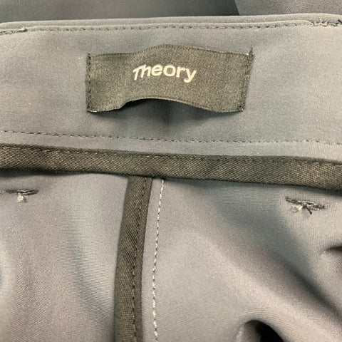 THEORY Size 40 Grey Polyamide  Elastane Flat Front Casual Pants