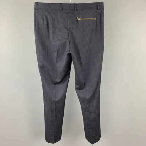 PS by PAUL SMITH Talla 32 Pantalones de vestir con detalle de cremalleras de lana con estampado cuadrado negro y gris