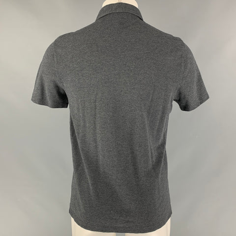 BRUNELLO CUCINELLI Size M Grey Solid Cotton Short Sleeve Polo Shirt