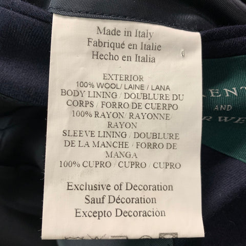KENT CURWEN Size 46 Navy Solid Wool Notch Lapel Sport Coat
