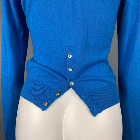 MARGARET OLEARY Size XS Blue Jersey Cotton Buttoned Cardigan