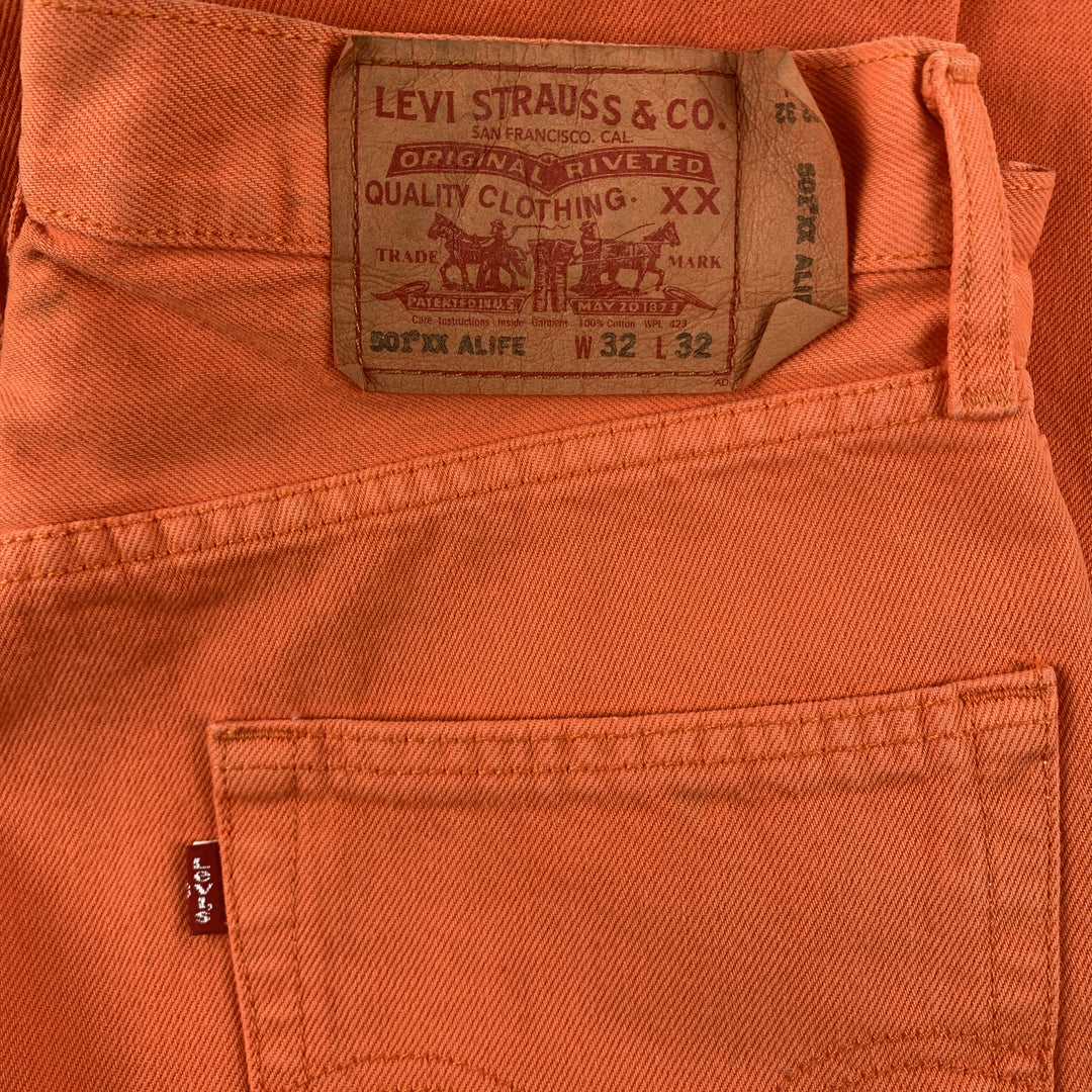 LEVI'S Size 32 Orange Solid Cotton Jean Cut Casual Pants