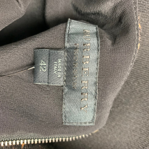 BURBERRY PRORSUM Size 6 Black Brown Print Wool  Dress Top