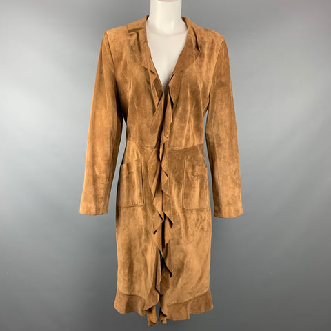CHRISTIANE CELLE Taille S Manteau à volants en daim beige