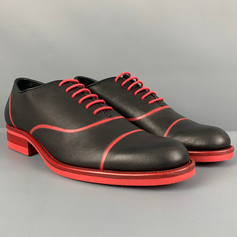 DONALD J PLINER Taille 9 Noir Rouge Chaussures à lacets en cuir bicolore