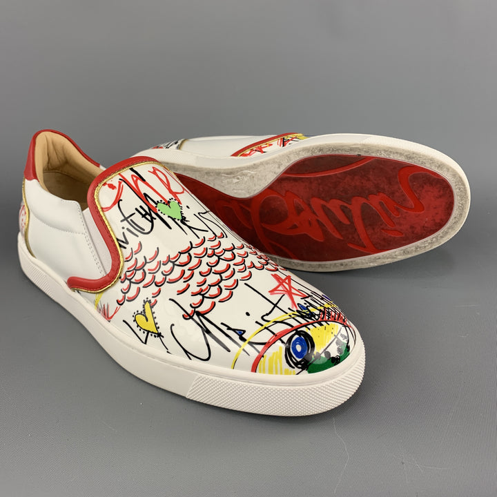 CHRISTIAN LOUBOUTIN Size 9 Patent Leather Scribble Masteralta Sneakers