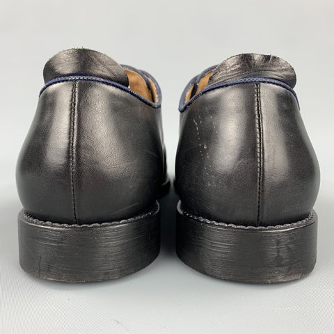 JUSTIN DEAKIN Size 10 Black Leather Monk Strap Loafers
