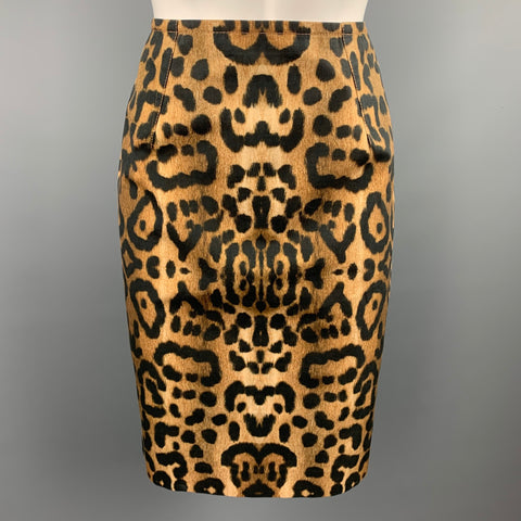 GIAMBATTISTA VALLI Taille 4 Jupe crayon en coton imprimé léopard beige et noir