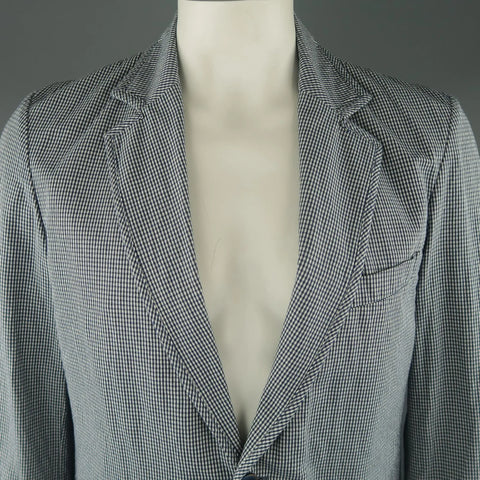 BOGLIOLI XXL 46 Black & White Checkered Cotton Sport Coat BOGLIOLI