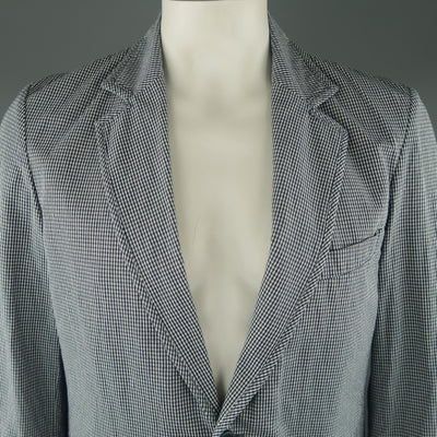 BOGLIOLI XXL 46 Black & White Checkered Cotton Sport Coat