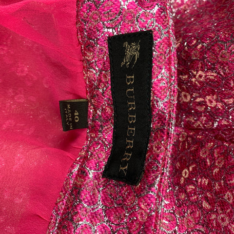 BURBERRY PRORSUM Taille 4 Jupe plissée scintillante en soie polyester métallisé rose