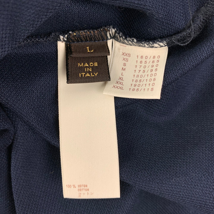 LOUIS VUITTON Size L Navy Cotton Buttoned Polo