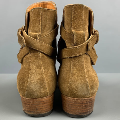 SAINT LAURENT Size 7 Tan Solid Leather Ankle Boots