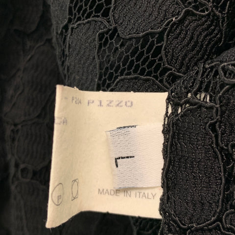 DOLCE & GABBANA Size L Black Lace Polyamide Button Up Long Sleeve Shirt