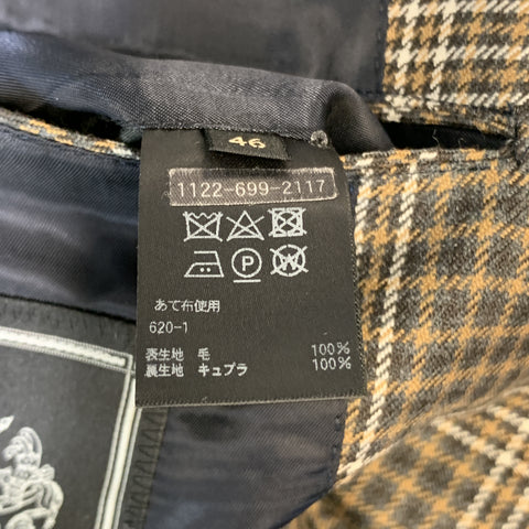 UNITED ARROWS Brown Plaid Wool Notch Lapel Sport Coat