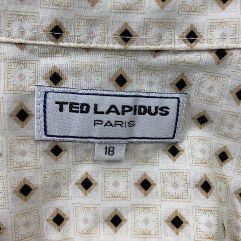 TED LAPIDUS Talla 18 Camisa con botones de cuadros negros beige